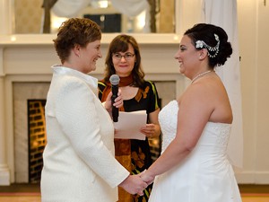 wedding ceremony with officiant
